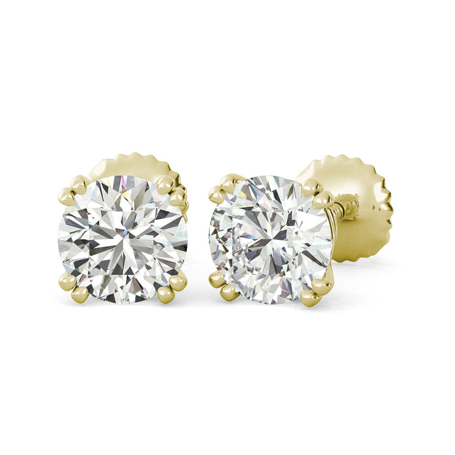 Round Natural Diamond Double Prong Basket Stud Earrings