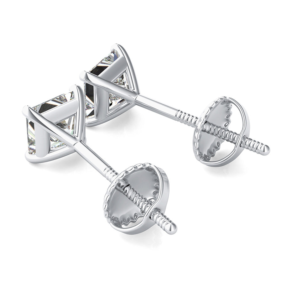 Princess Natural Diamond 3 Prong Martini Stud Earrings