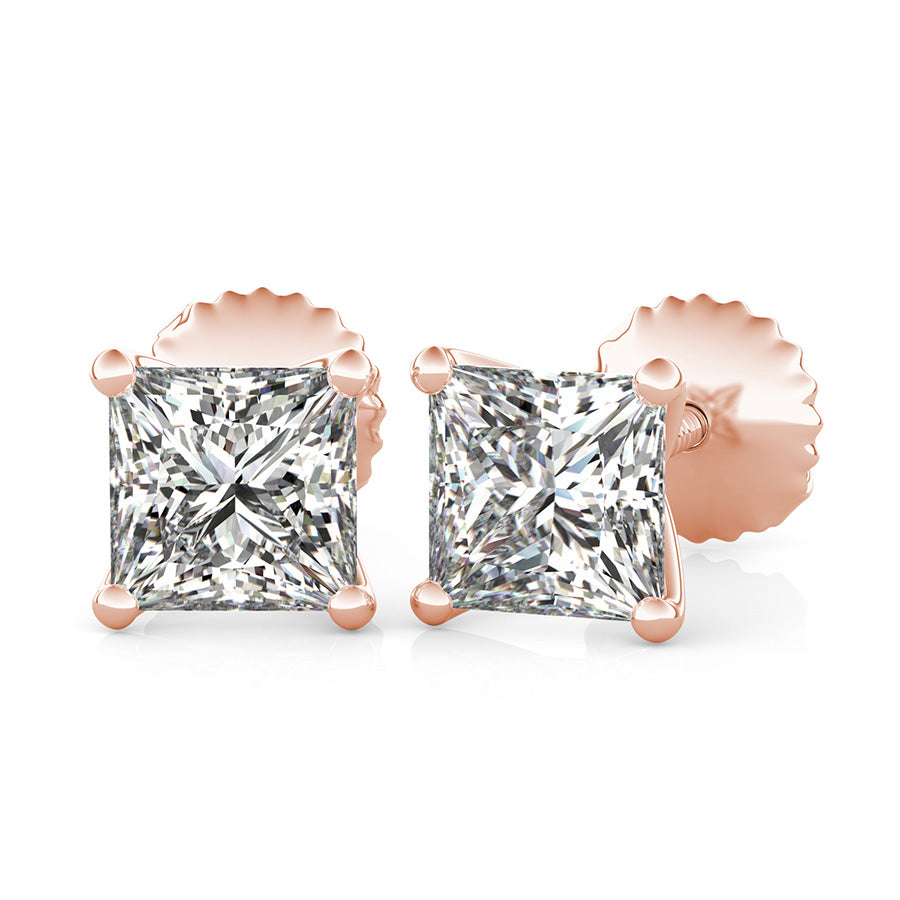 Princess Natural Diamond X Martini Stud Earrings
