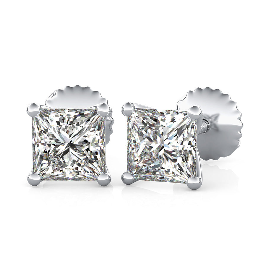 Princess Natural Diamond X Martini Stud Earrings