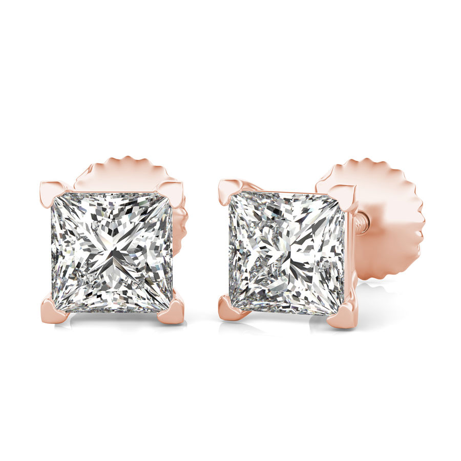 Princess Natural Diamond Stud Earrings