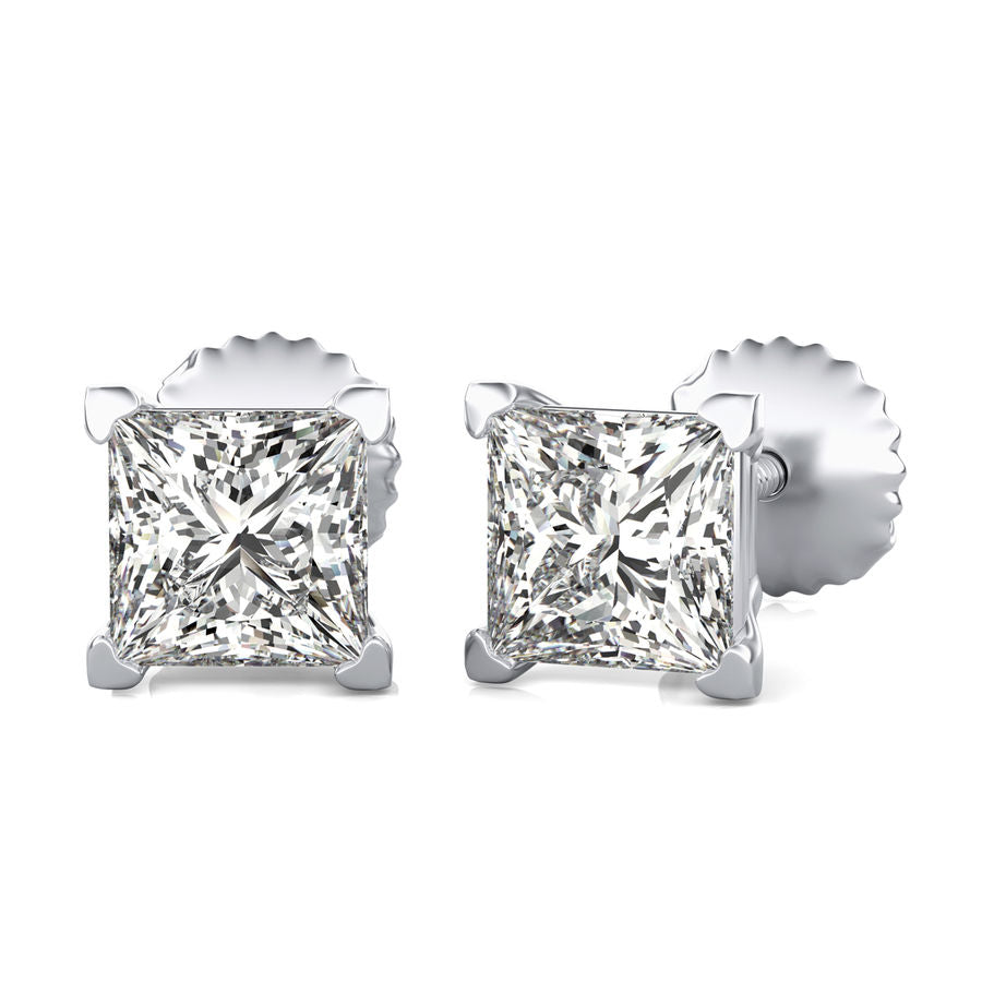 Princess Natural Diamond Stud Earrings