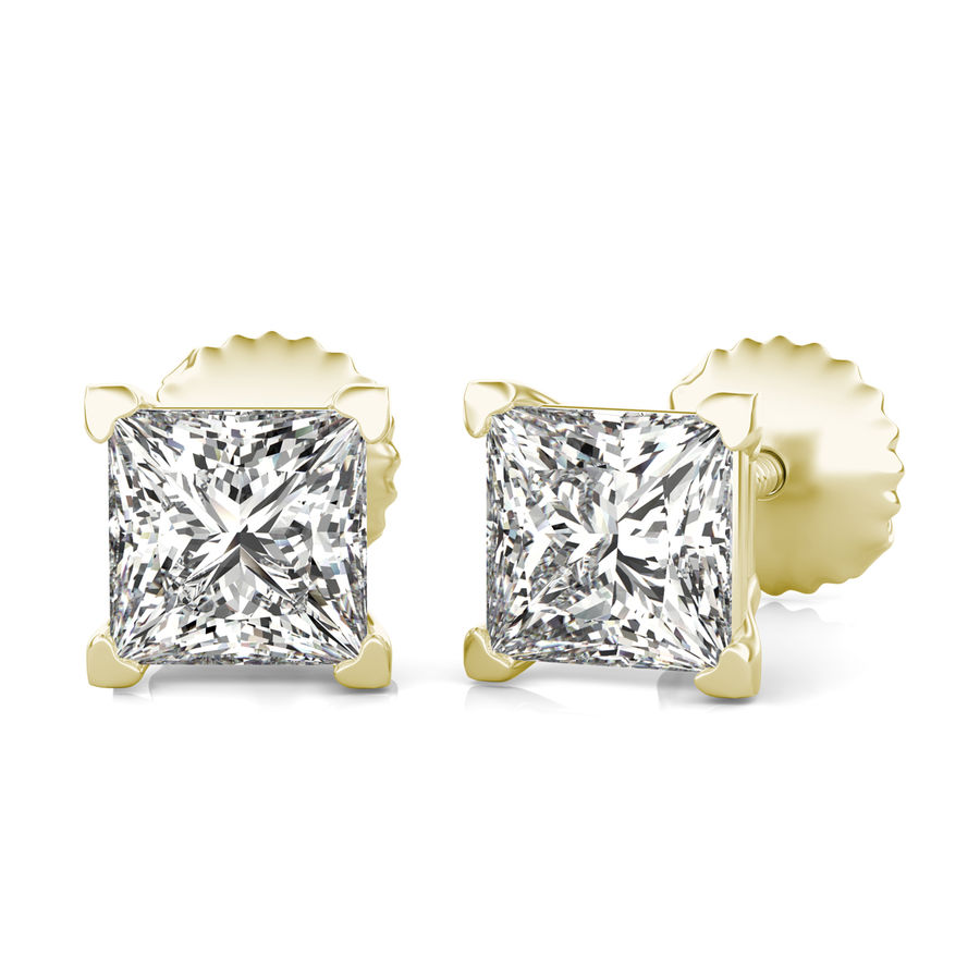 Princess Natural Diamond Stud Earrings