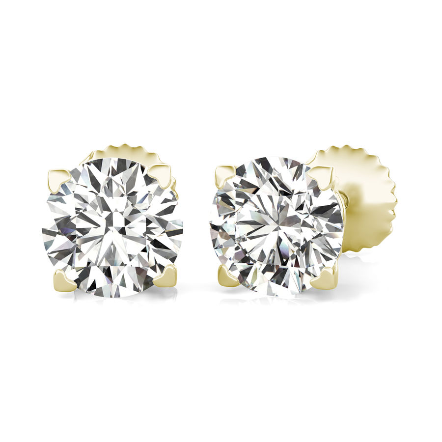 Round Natural Diamond Stud Earrings