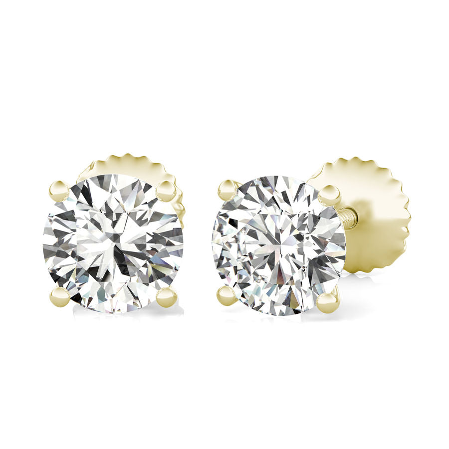Round Natural Diamond Martini Stud Earrings