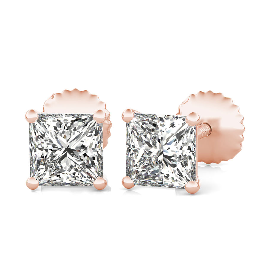 Princess Natural Diamond Martini Stud Earrings