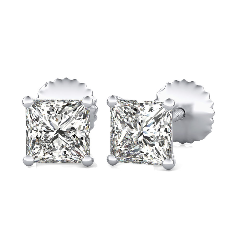 Princess Natural Diamond Martini Stud Earrings