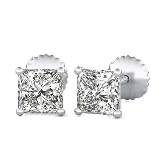 Princess Natural Diamond Martini Stud Earrings