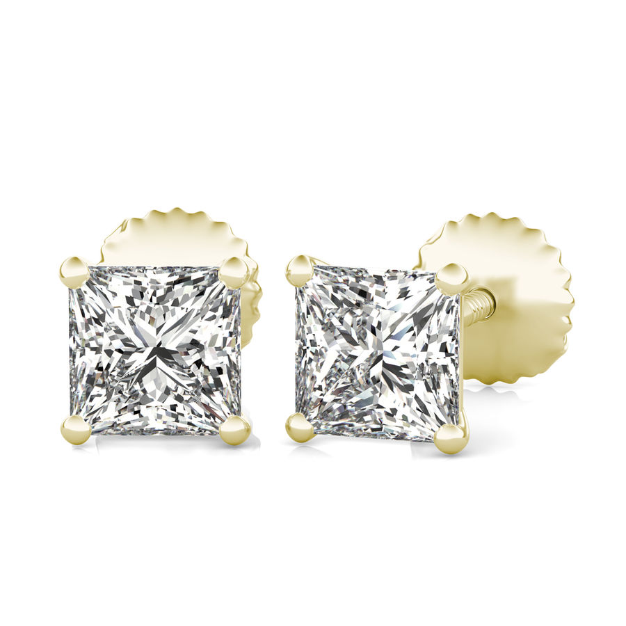 Princess Natural Diamond Martini Stud Earrings