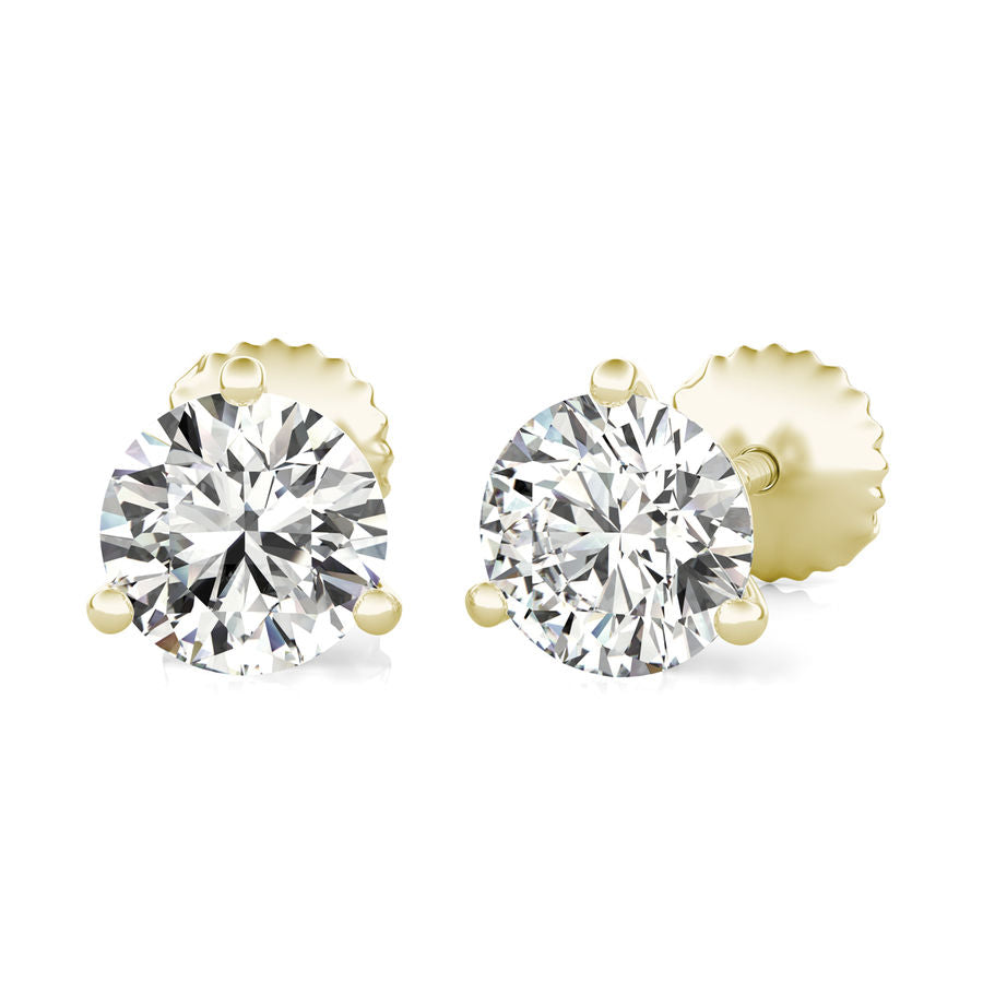 Round Natural Diamond Martini Stud Earrings