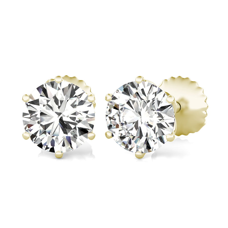 Round Natural Diamond Flower Stud Earrings