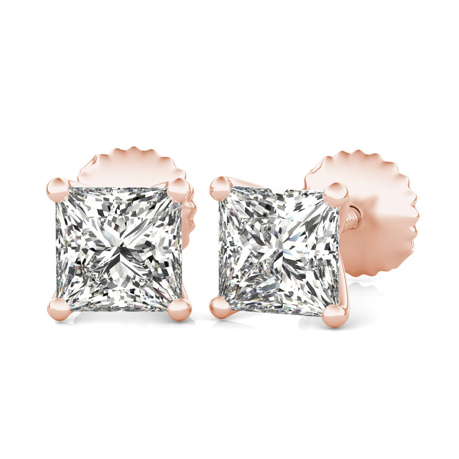 Princess Natural Diamond Martini Stud Earrings