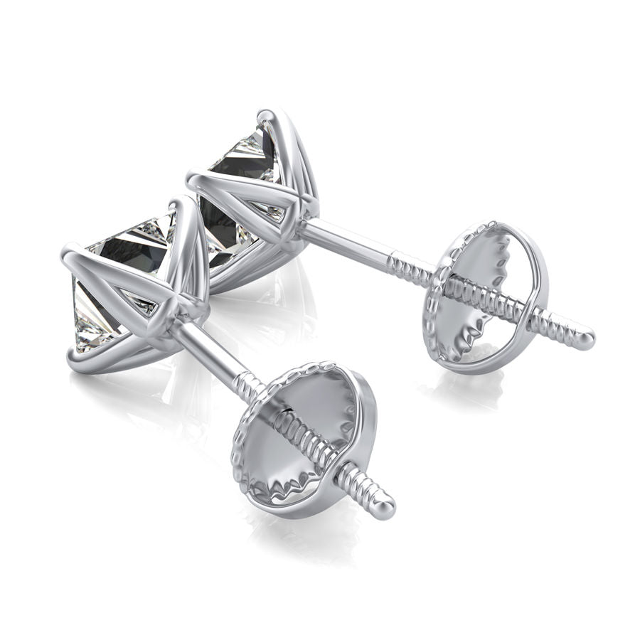 Princess Natural Diamond Martini Stud Earrings