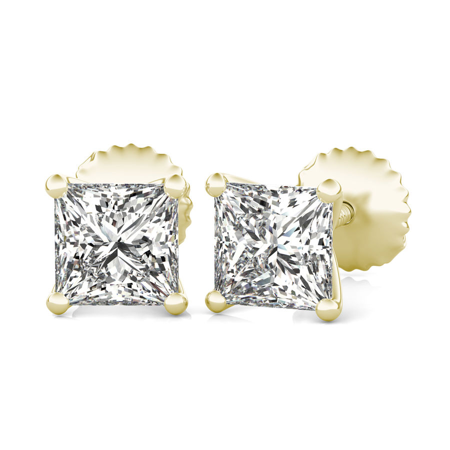 Princess Natural Diamond Martini Stud Earrings