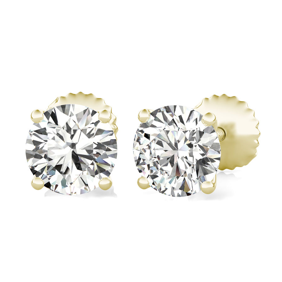 Round Natural Diamond Martini Stud Earrings