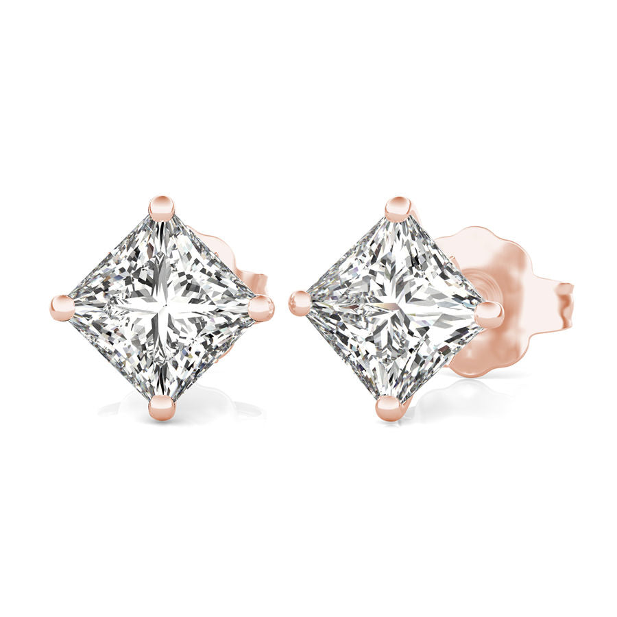 Princess Natural Diamond Stud Earrings