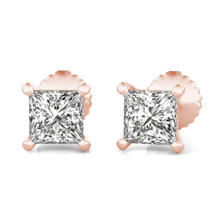 Princess Natural Diamond Stud Earrings