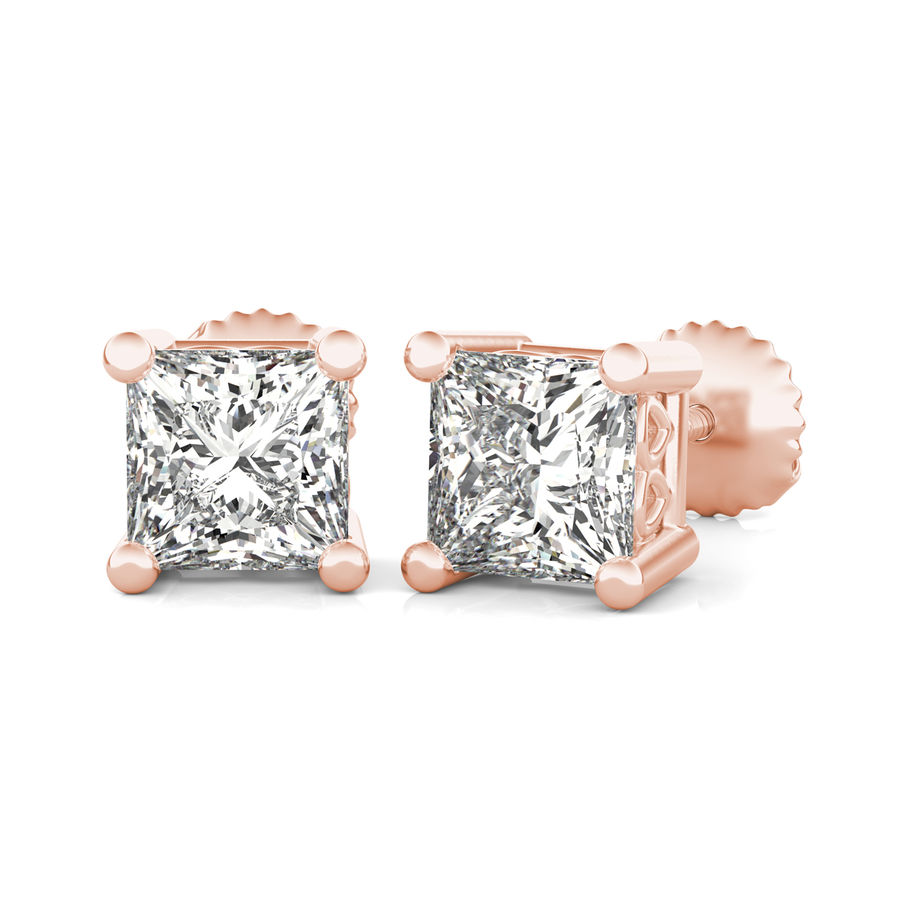 Princess Natural Diamond Stud Earrings