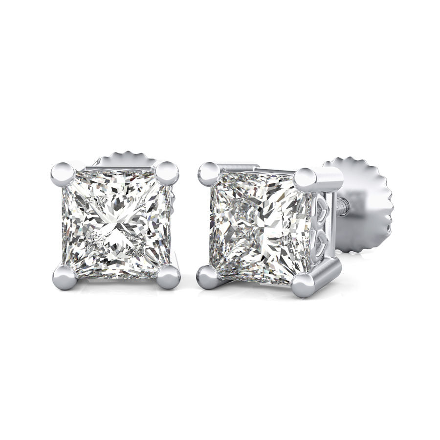 Princess Natural Diamond Stud Earrings