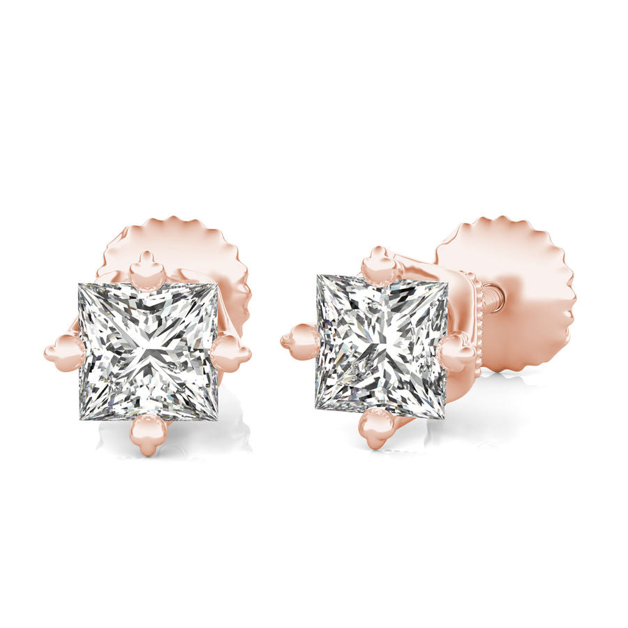 Princess Natural Diamond Stud Earrings
