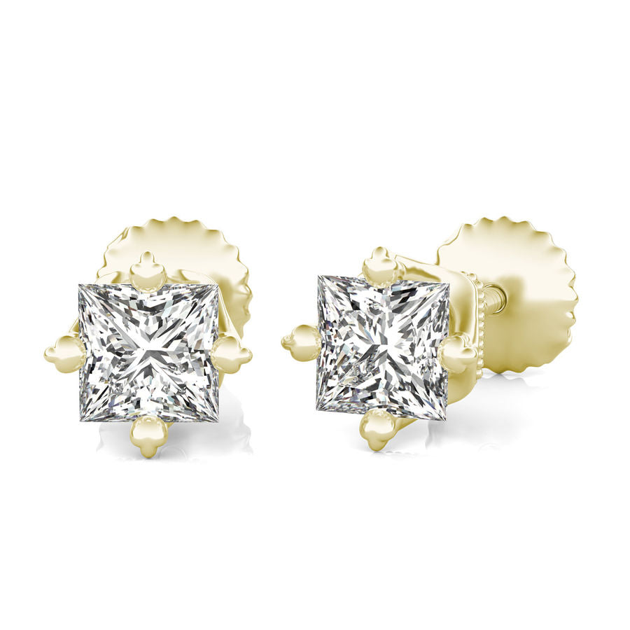 Princess Natural Diamond Stud Earrings