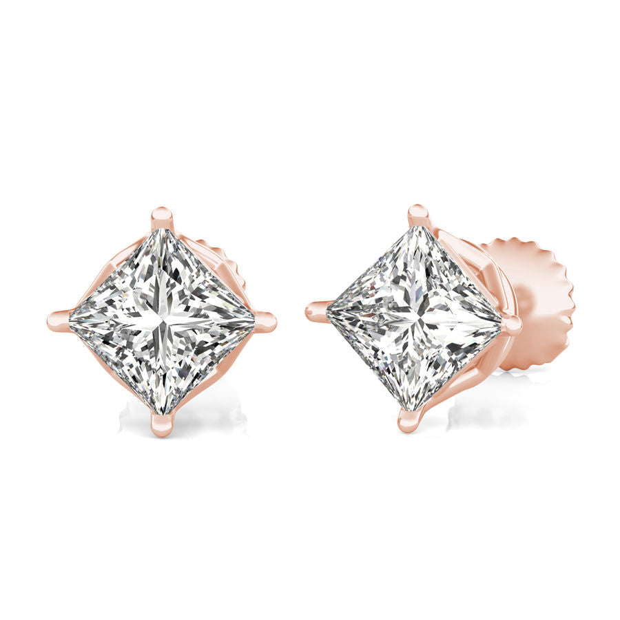 Princess Natural Diamond Stud Earrings