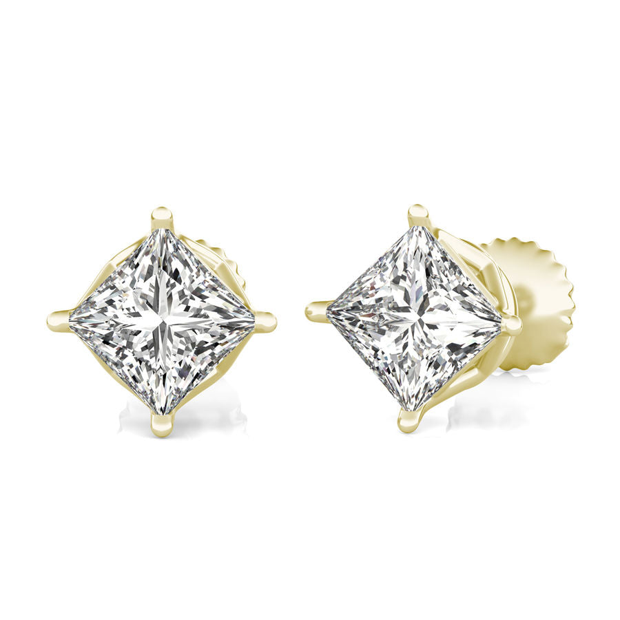 Princess Natural Diamond Stud Earrings
