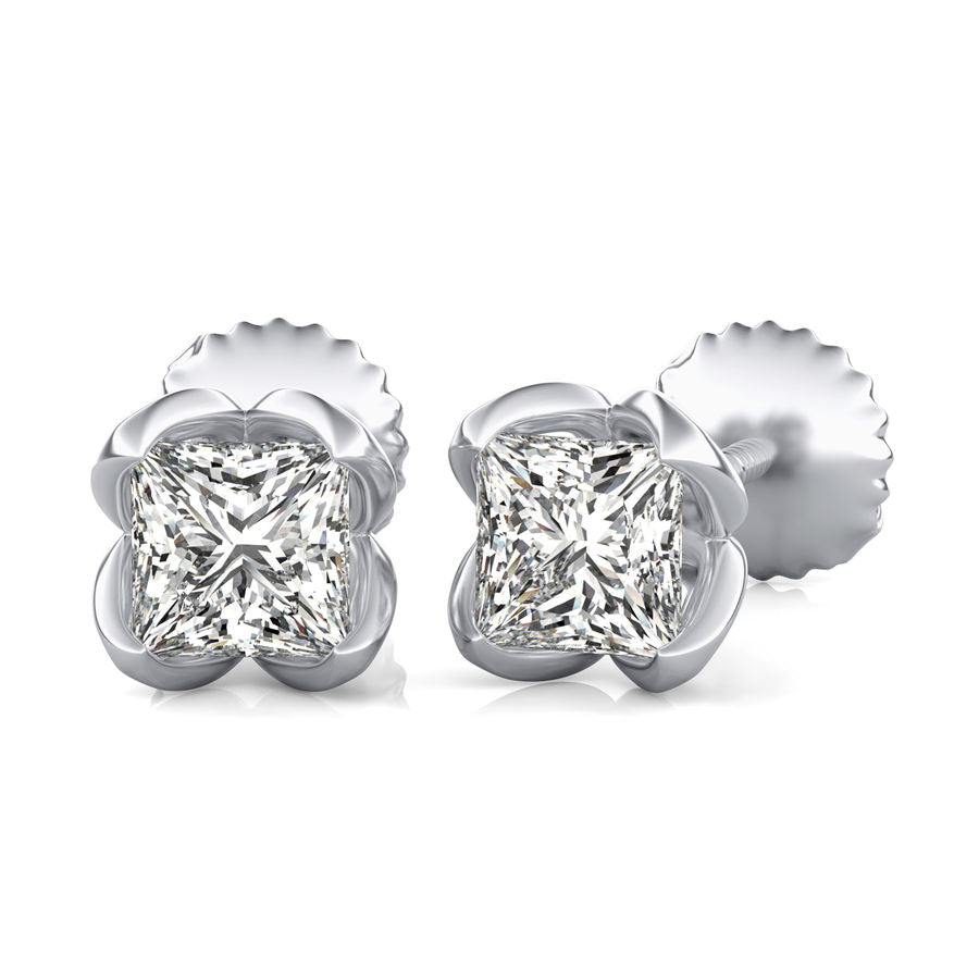 Princess Natural Diamond Stud Earrings