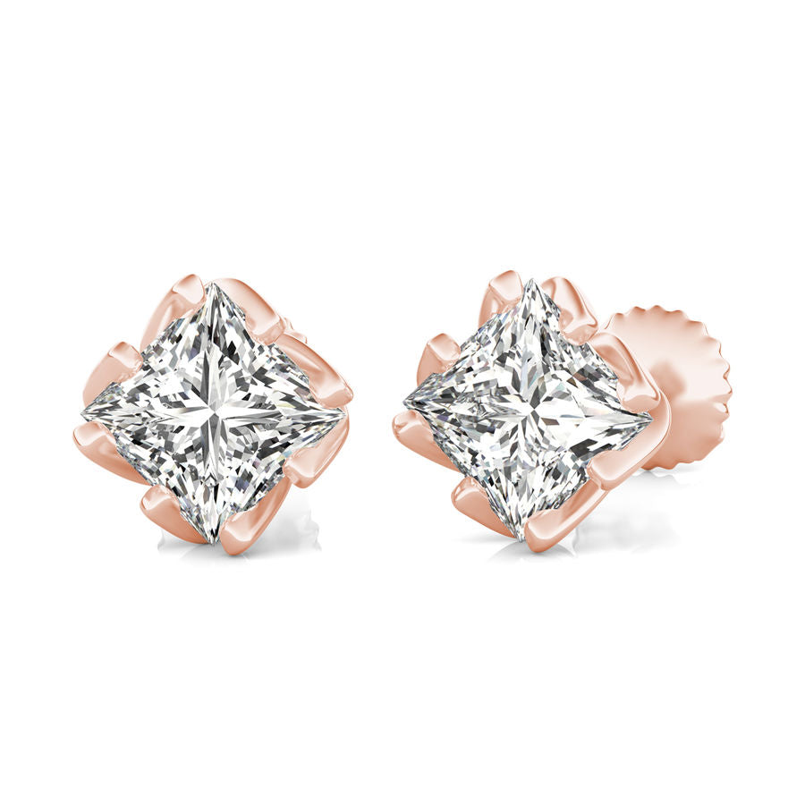 Princess Natural Diamond Stud Earrings
