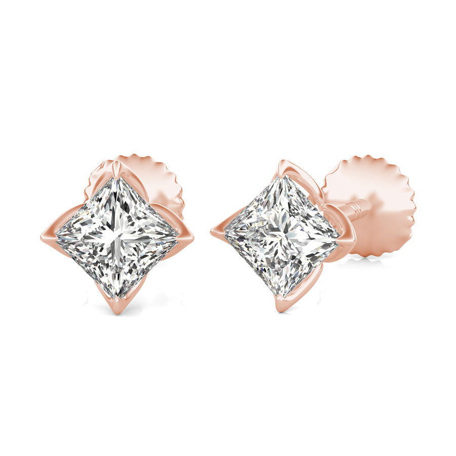 Princess Natural Diamond Stud Earrings