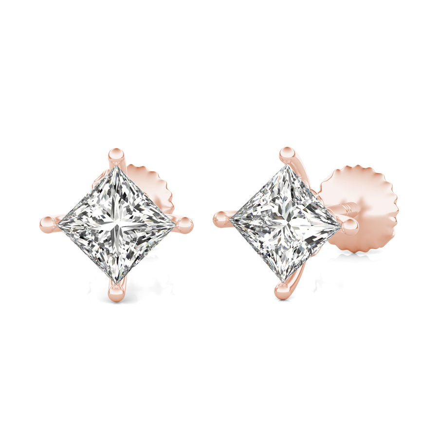 Princess Natural Diamond Stud Earrings