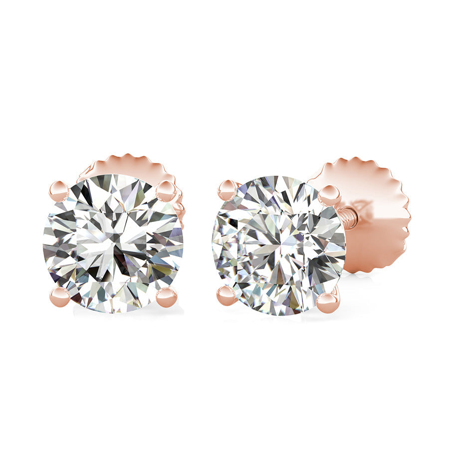 Round Natural Diamond Stud Earrings