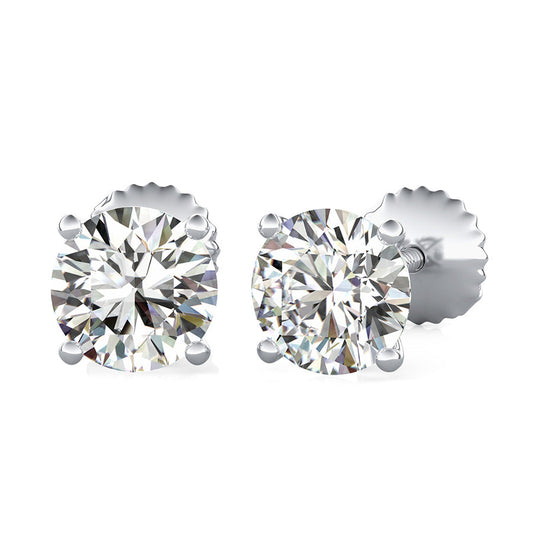 Round Natural Diamond Stud Earrings