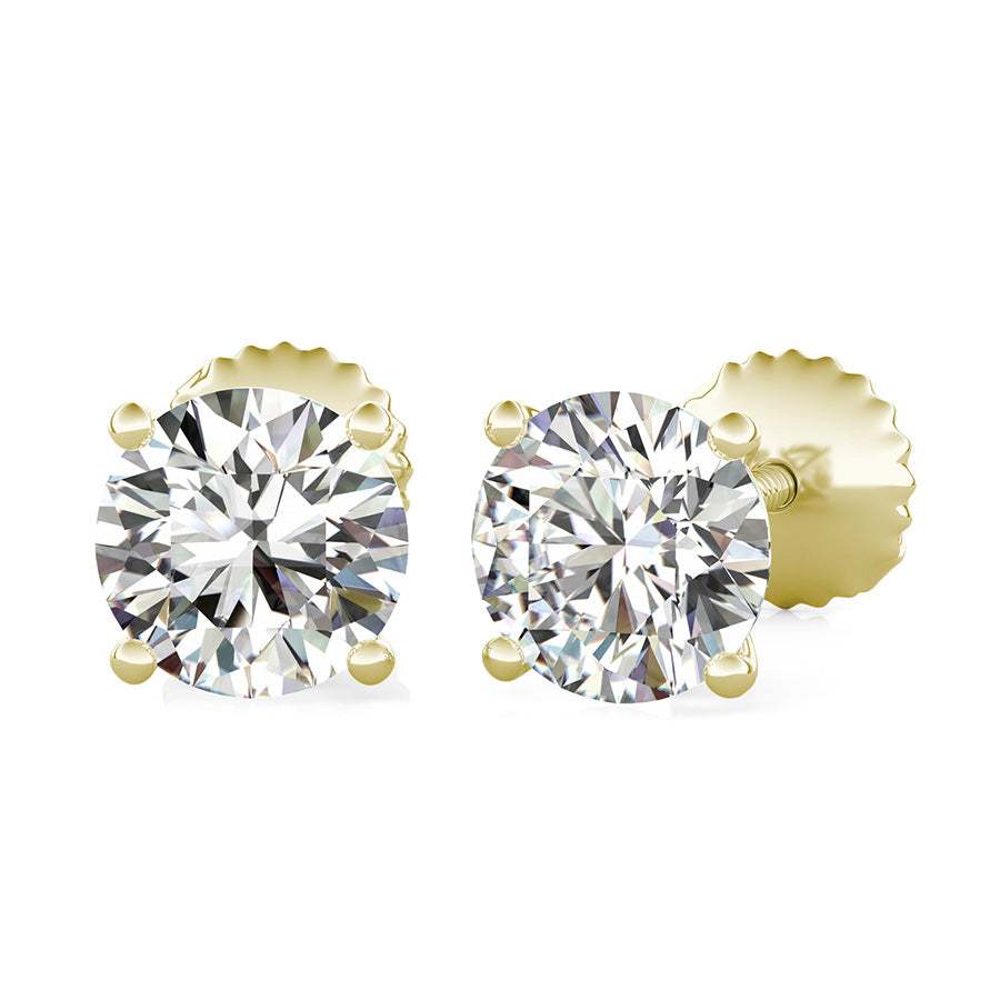 Round Natural Diamond Stud Earrings