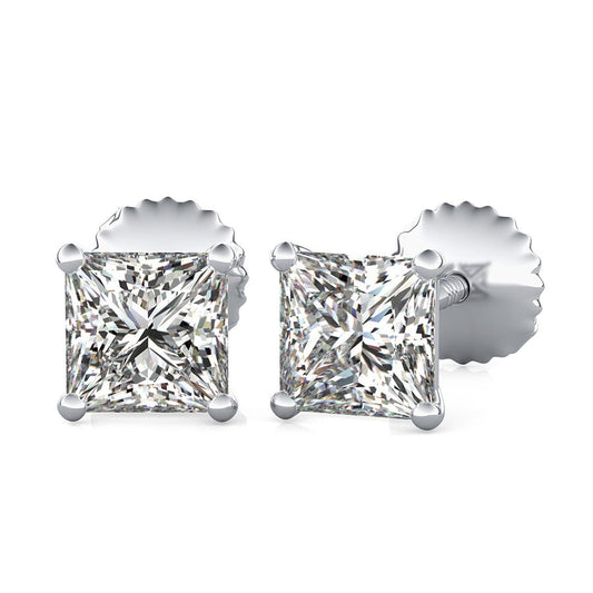 Princess Natural Diamond 3 Prong Martini Stud Earrings
