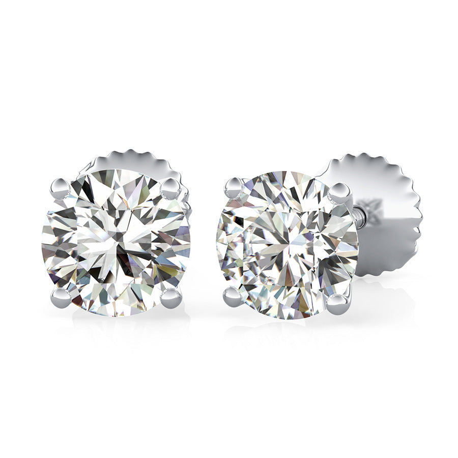 Round Natural Diamond X Martini Stud Earrings