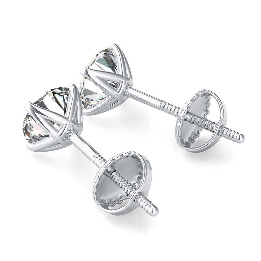 Round Natural Diamond X Martini Stud Earrings