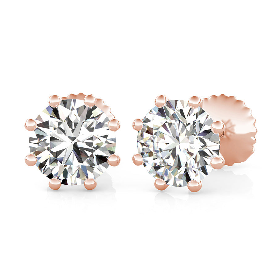 Round Natural Diamond Wire Martini Stud Earrings