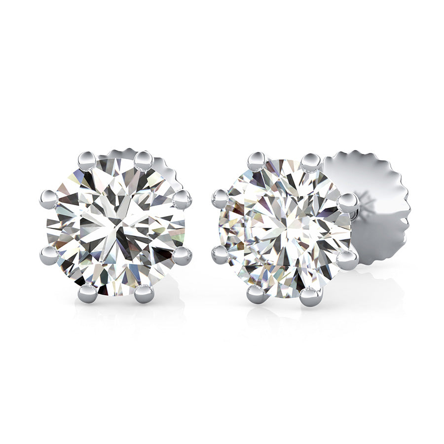 Round Natural Diamond Wire Martini Stud Earrings