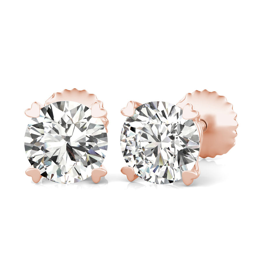 Round Natural Diamond Stud Earrings