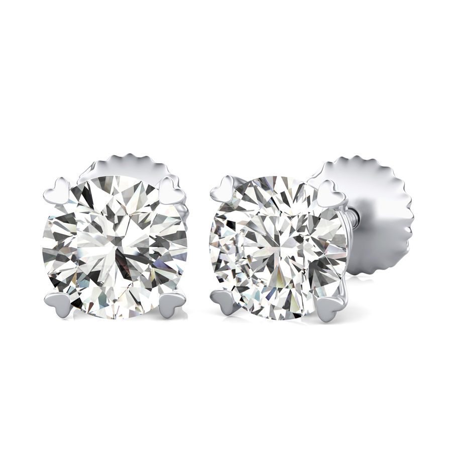 Round Natural Diamond Stud Earrings