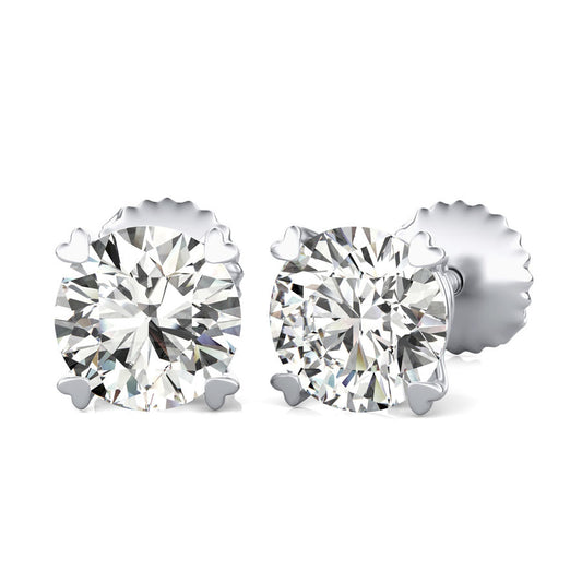 Round Natural Diamond Stud Earrings