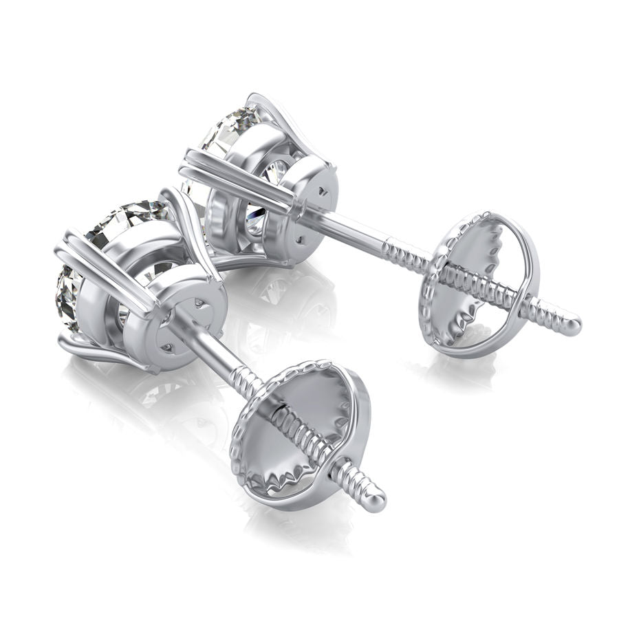 Round Natural Diamond Stud Earrings