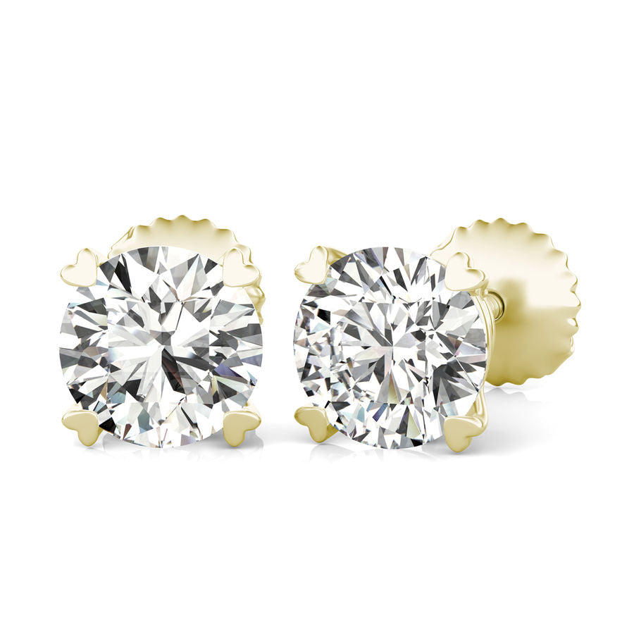 Round Natural Diamond Stud Earrings