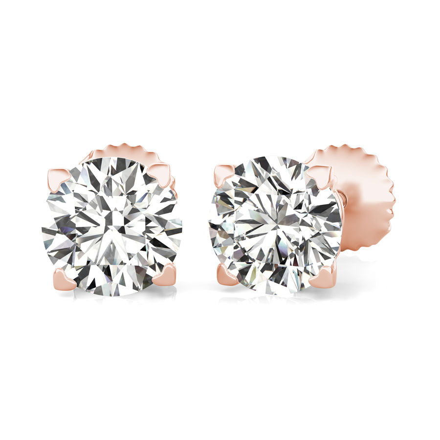 Round Natural Diamond Stud Earrings