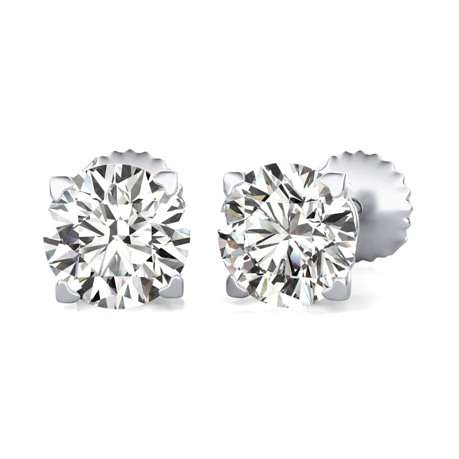 Round Natural Diamond Stud Earrings