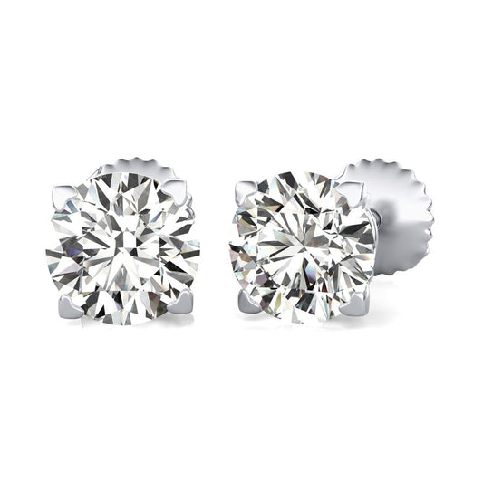 Round Natural Diamond Stud Earrings