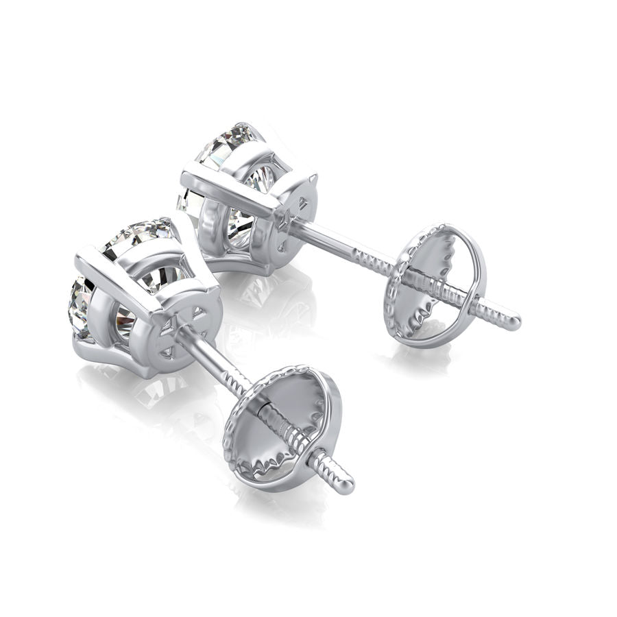 Round Natural Diamond Stud Earrings