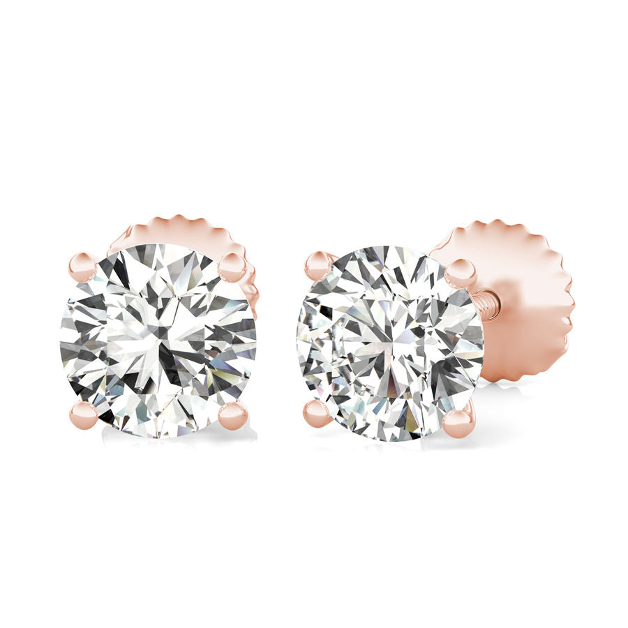 Round Natural Diamond Martini Stud Earrings