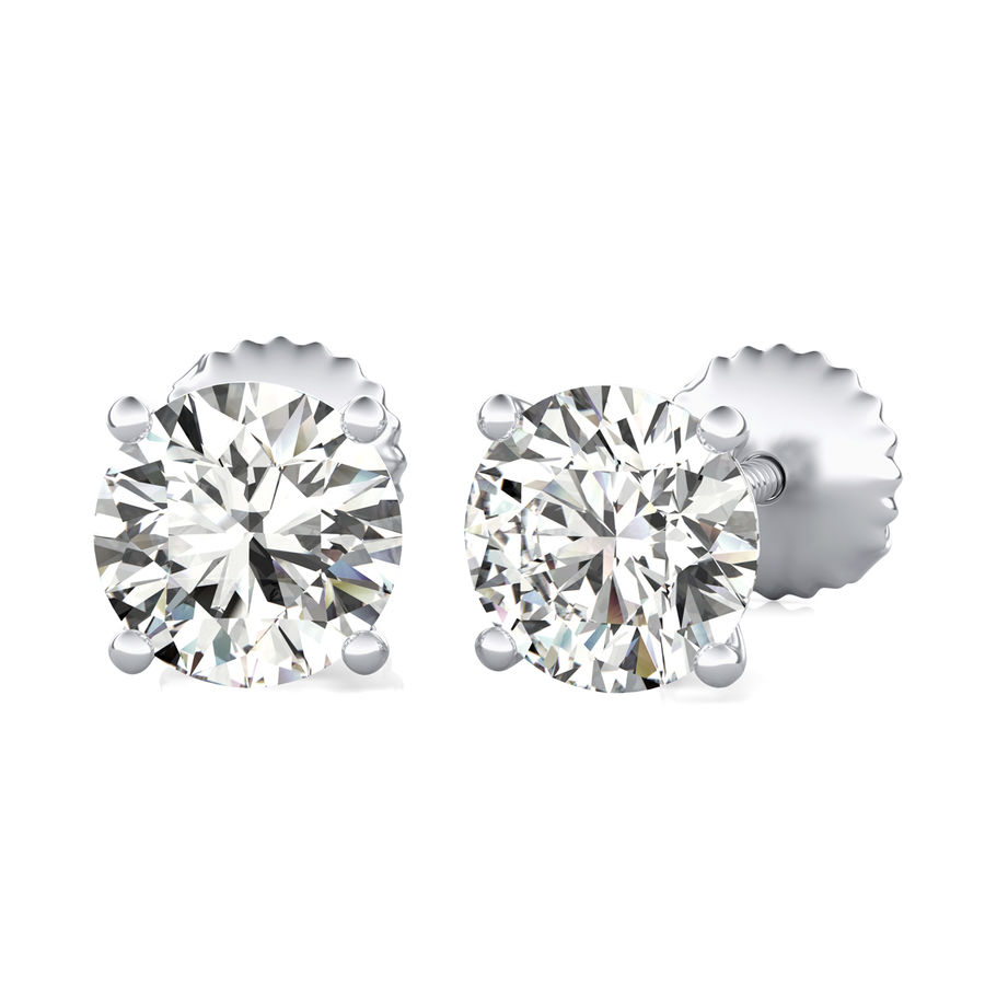 Round Natural Diamond Martini Stud Earrings